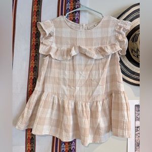 Universal Thread peach/cream plaid blouse, Size XS